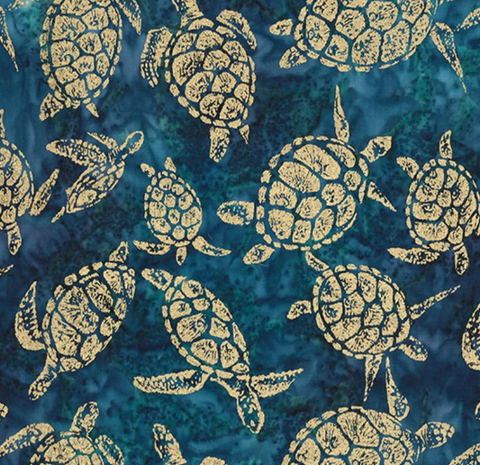 Turtle Island with Metallic BTM9202-INKX-D by Michael Miller Fabrics