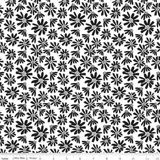 Juniper Flowers Black on White by Riley Blake Designs