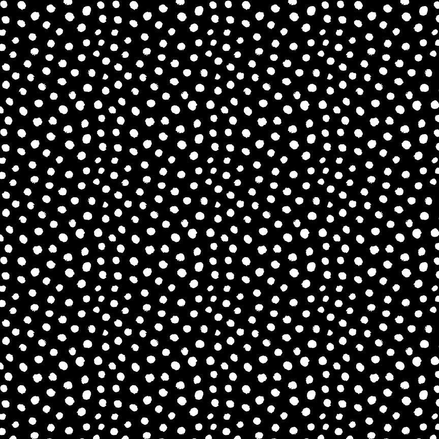 Dots-CD2928 Black with Irregular White Dots by Timeless Treasures