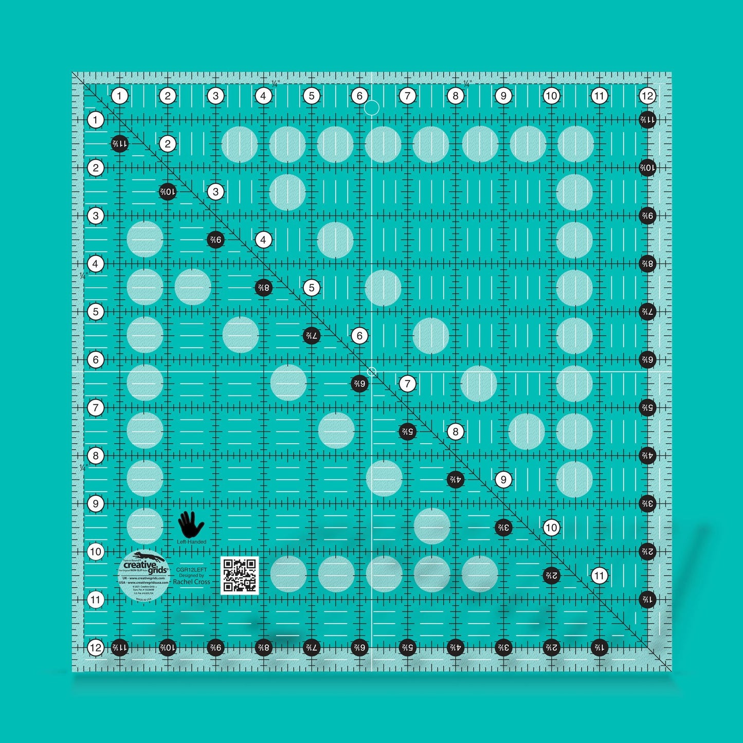 Creative Grids - Quilters Ruler CGR12LEFT 12 1/2" x 12 1/2"