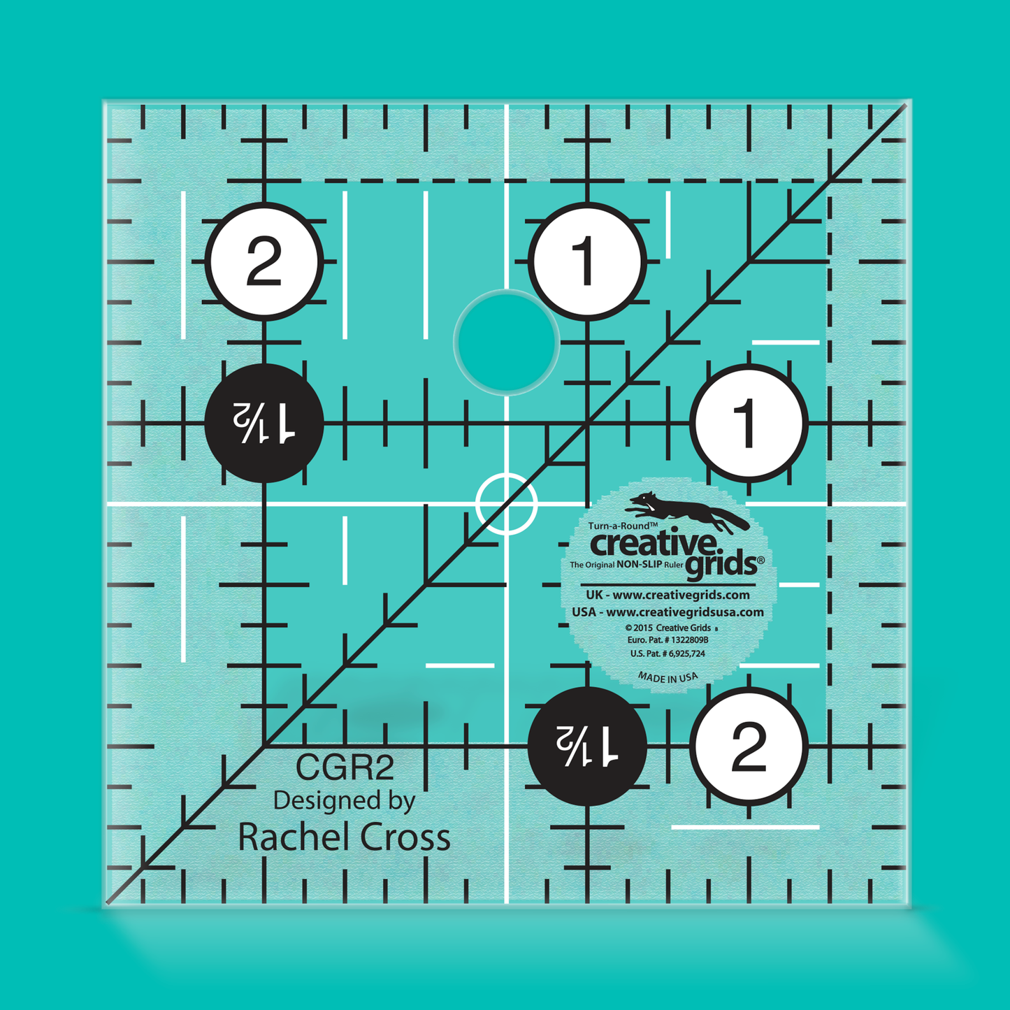 Creative Grids - 2 1/2" x 2 1/2" Non-Slip Ruler