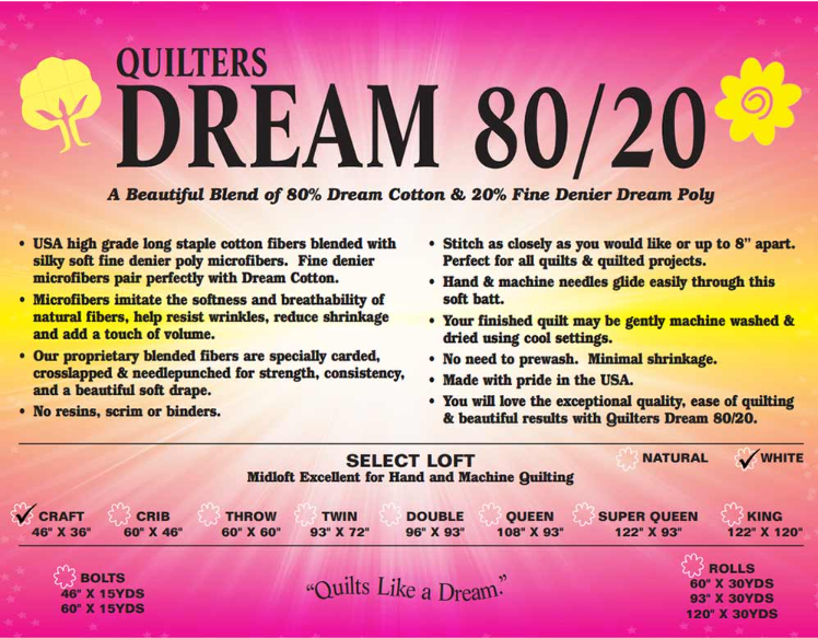 Quilters Dream 80/20 Select Loft - White - Craft