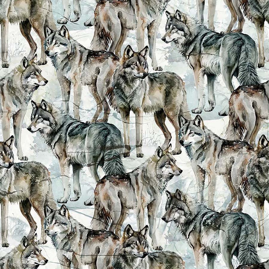 Lone Wolf - DP27184-92 - Wolves Blue/Gray by Northcott