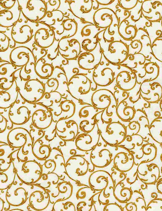 Fleur-CM1009 Gold Metallic and Beige by Timeless Treasures