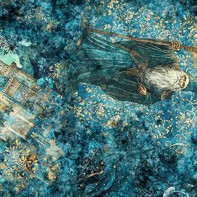 Folklore - Medieval Vignettes- Lagoon 2600-31643-Q by QT Fabrics