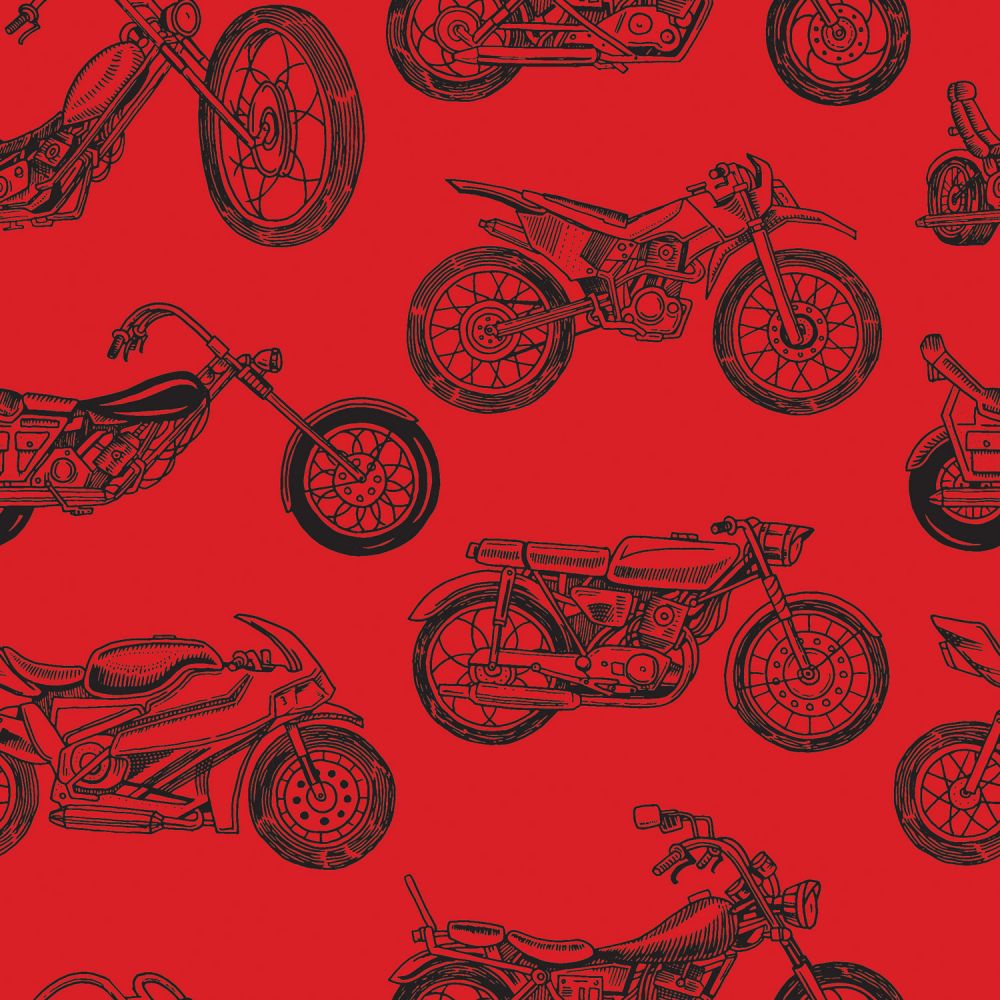 Motorcycles - Red/Black Digital Print by MDG