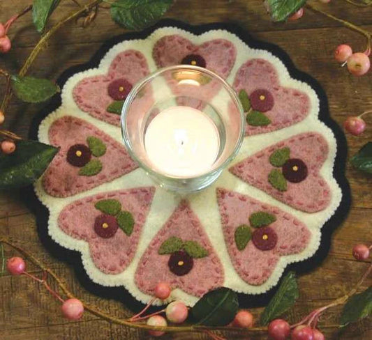 Hearts and Flowers Candle Mat and Wool Kit by Bareroots