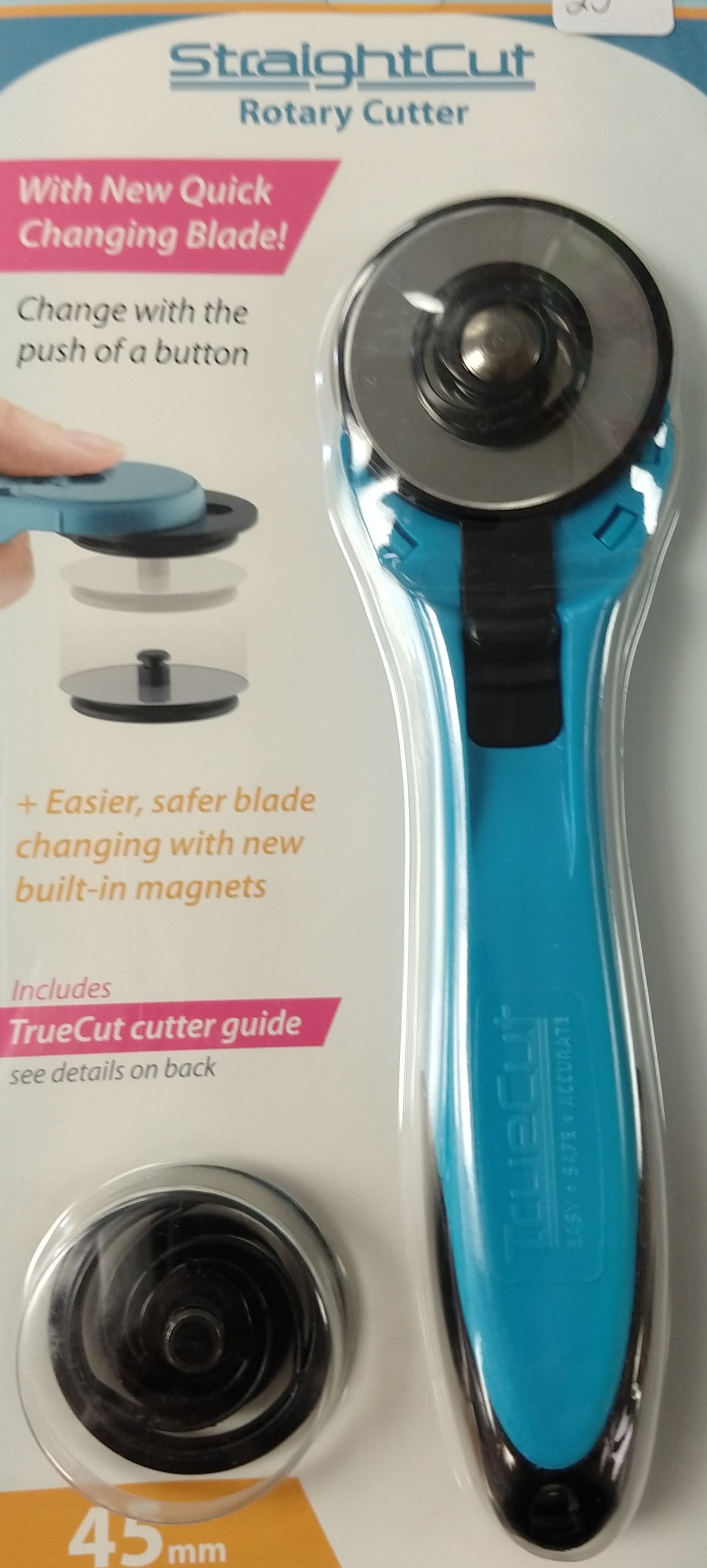 TrueCut Rotary Cutter 45mm Blade with Cutting Guide by the Grace Company