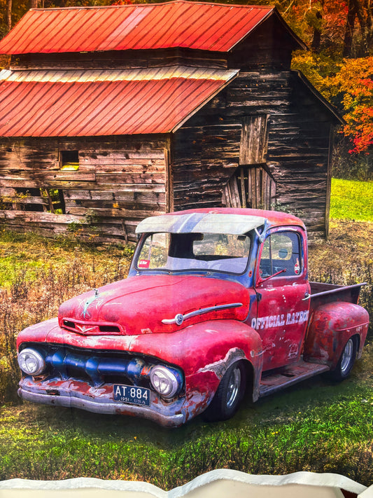 Vintage Red Truck Panel - 063