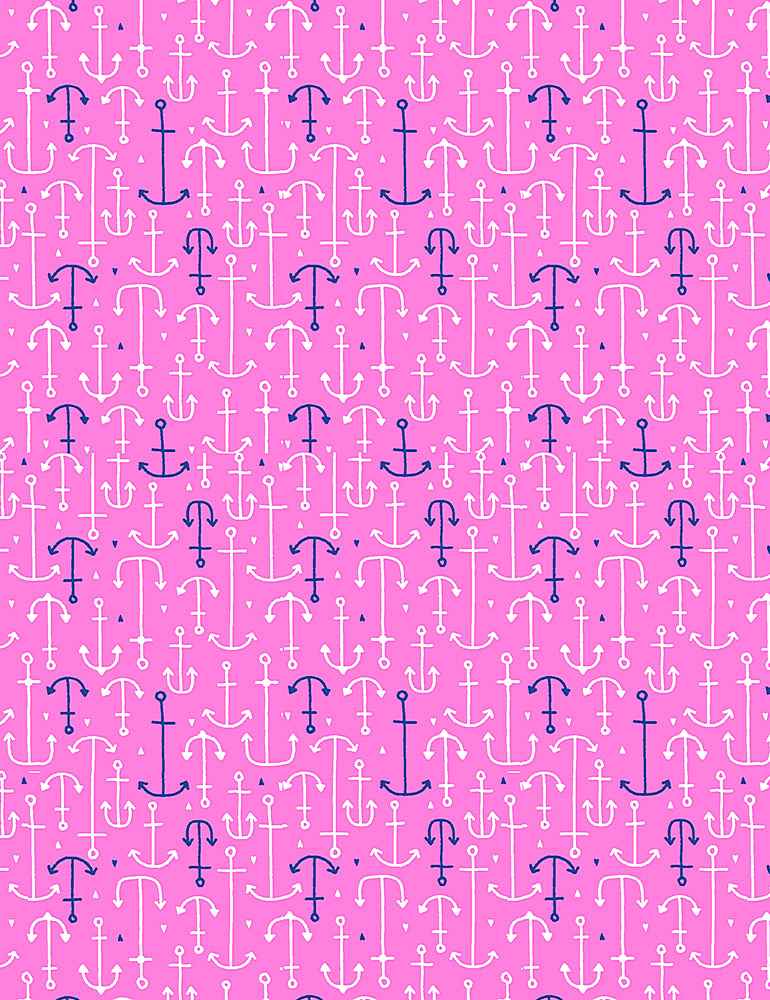 Kidz-C1080 Pink with Navy/White Anchors by Timeless Treasures