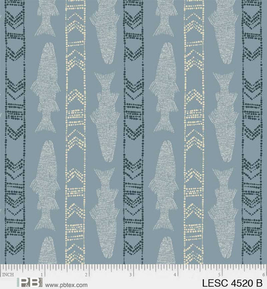 Lake Escape - Light Blue Fish by P&B Textiles