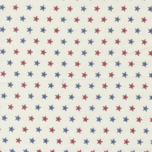 108" American Gatherings III - Primitive Gatherings Red/Blue Stars on Cream 108036 11 by Moda