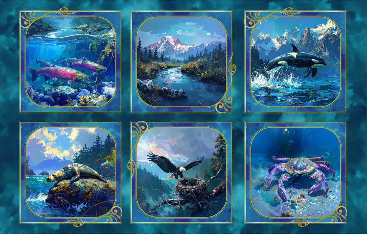 Wilderness in Motion - Spirit of the Northern Water Panel by Michael Miller Fabrics (172)
