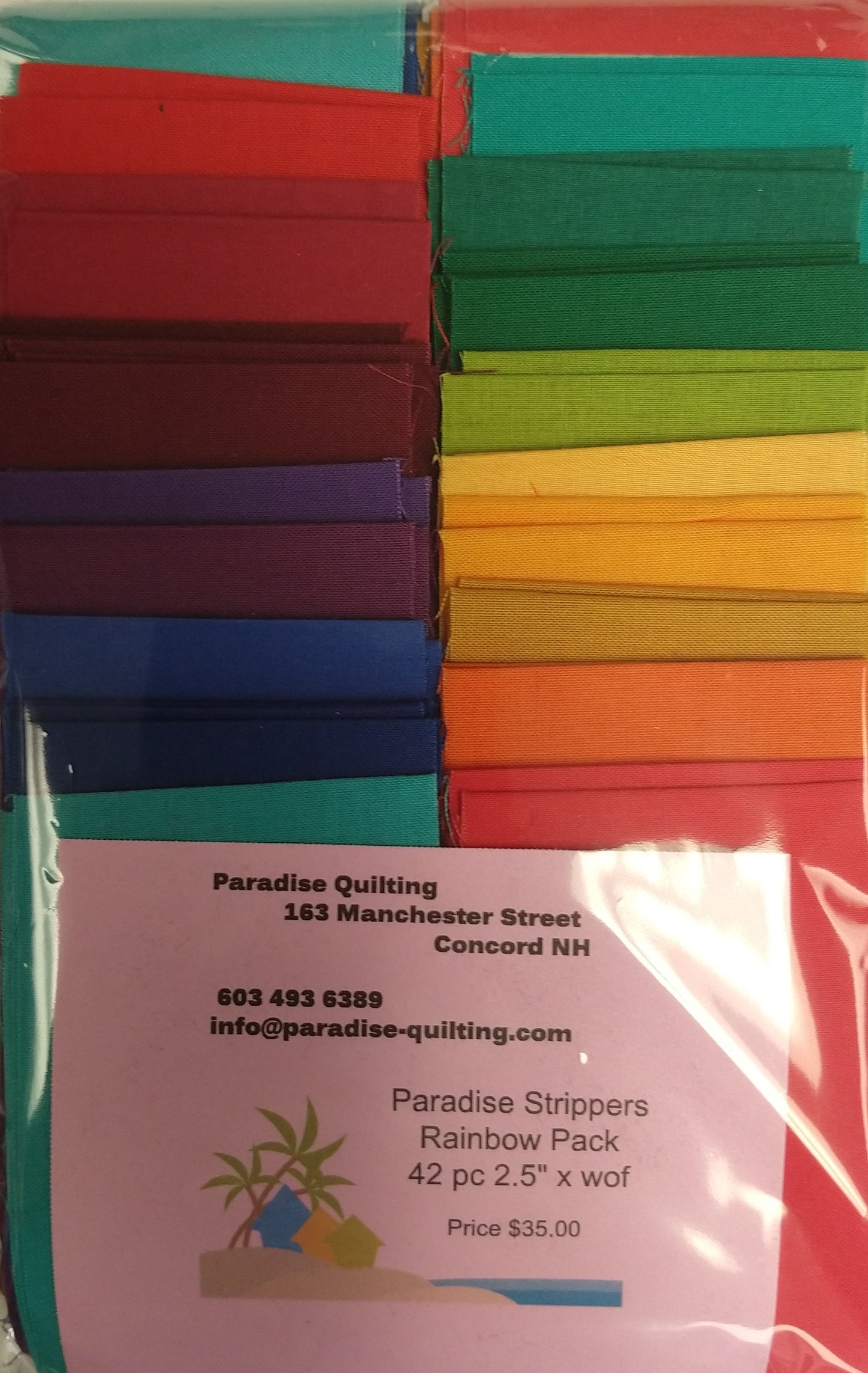Cotton Solids -  2 1/2" Strips - Solid Bright Colors - package of 42