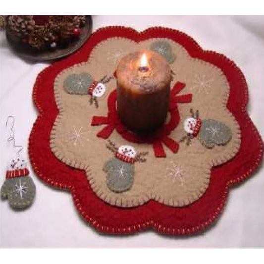 Snow Mittens Candle Mat & Ornie Pattern #108 by Penny Lane Primitives