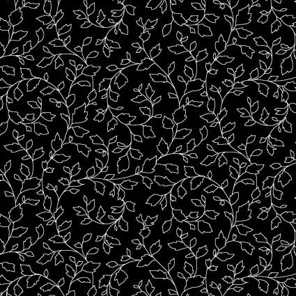 Salt & Pepper - Vines on Black 04946 by P&B Textiles