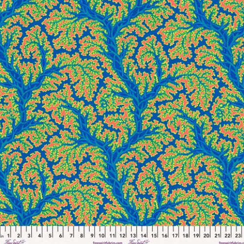 Treasure Island - Snow Leopard Design - Sea Coral Blue by Free Spirit