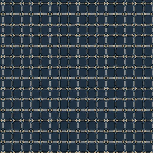 Nouveau Smithsonian - R651065D Diamond Stripe - Navy by Marcus Fabrics