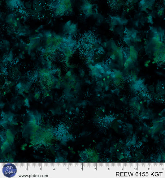 108" Reef - Underwater Texture Green/Aqua/Black Tones 06155KGT by P & B Textiles