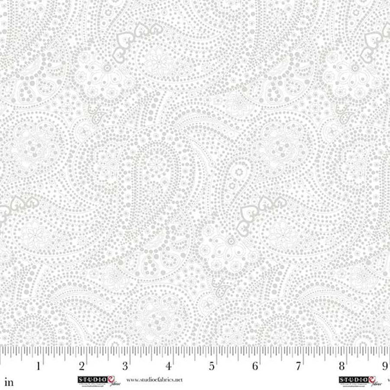 White on White - Best of Cream & Sugar - Paisley 8922-01W by Studio E Fabrics
