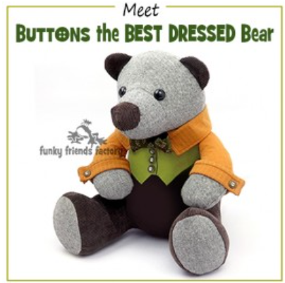 Funky Friends Factory - Buttons the Best Dressed Bear