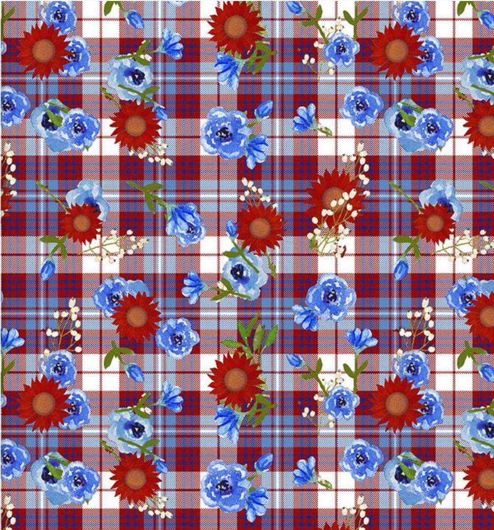 American Spirit Plaid Floral by Beth Albert for 3 Wishes Fabric