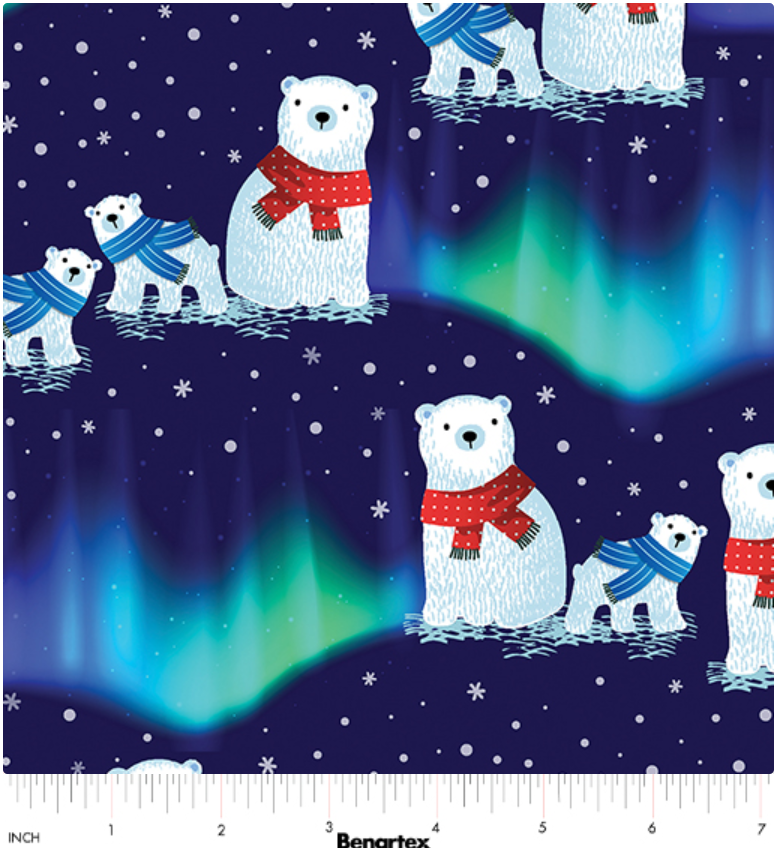 Arctic Friends - Northern Lights Navy by Benartex