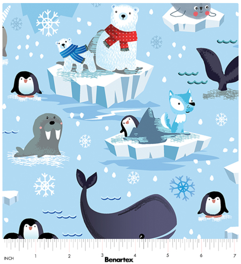 Arctic Friends - Snow Fun Scenic Light Blue by Benartex