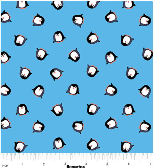 Arctic Friends - Playful Penguins Sky Blue by Benartex