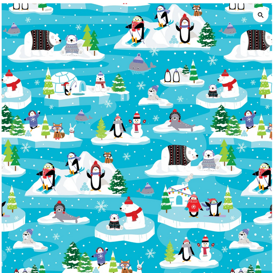 Snow Fun Scenic Turquoise by Kanvas Studio