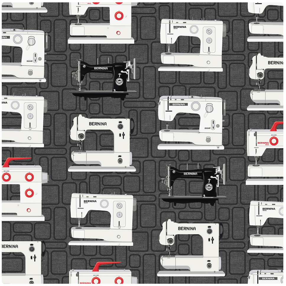 Bernina Vintage Charcoal Fabric by Benartex