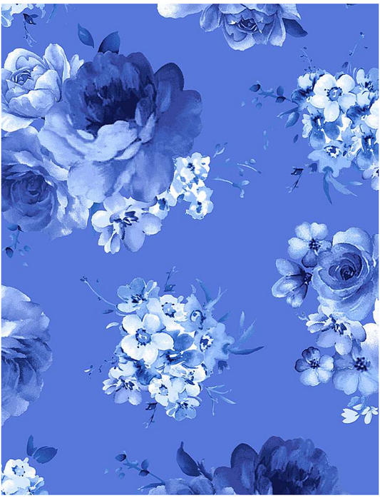 Fleur Collections Medium Blue Flowers - by Timeless Treasures