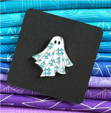 Quilt Ghost Enamel Pin - Blue