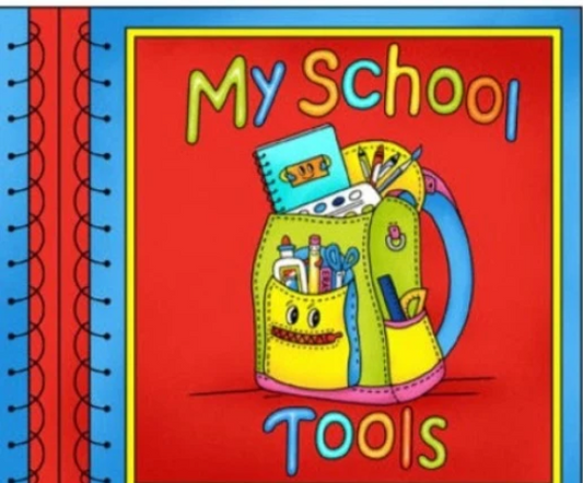 My School Tools Fabric Book Panel