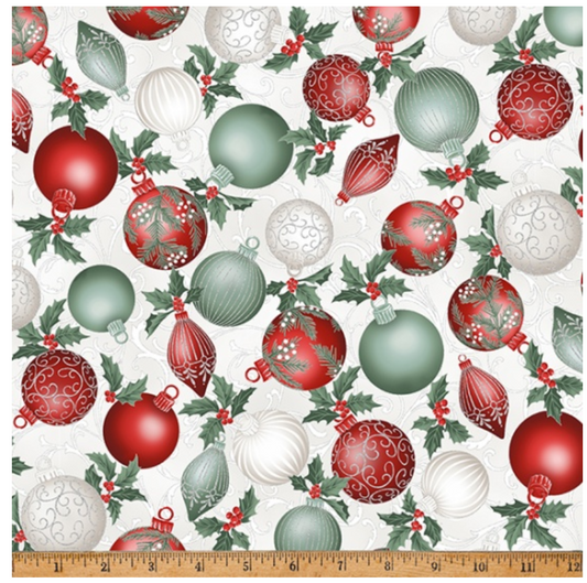 Christmas Splendor - Winter Cherry/Silver by Hoffman Fabrics