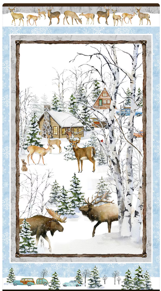 Snowy Woods Fabric Panel by Barb Tourtillotte for Henry Glass - 007