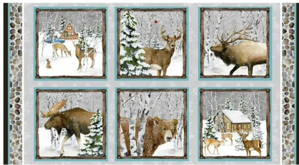 Snowy Woods Scenic Block Panel by Barb Tourtillotte for Henry Glass - 007A