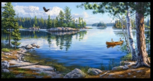 Blue Canoe Water Panel by Elizabeth's Studio - 025