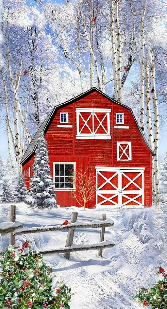 Holiday Barn Panel C7868 from Timeless Treasures - 058