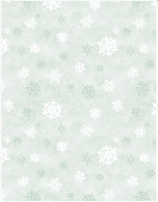 Medley in Red - Snowflakes Mint Green by Wilmington Prints