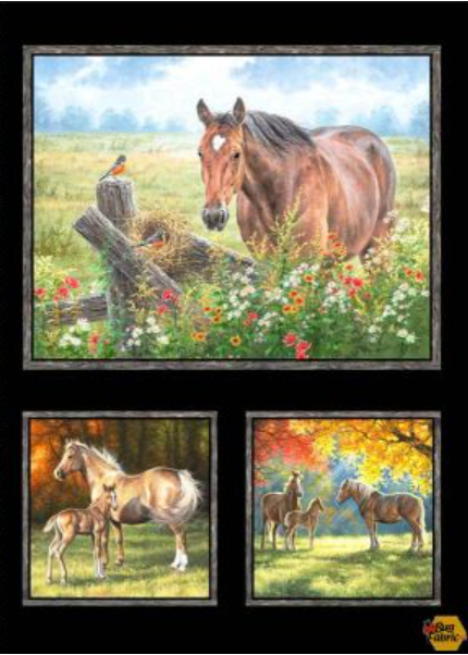 Pastoral Song: Horse Panel by P&B Textiles - 083