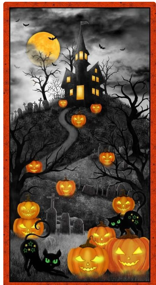 Haunted House Panel from Trick or Treat Collection by Michael Miller Fabrics - 100