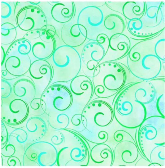 108" Swirling Splendor - Mint by Benartex