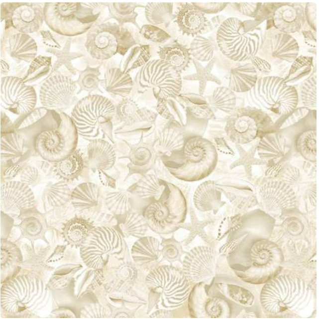 108" Oceana Shells - Cream by Greta Lynn for Benartex
