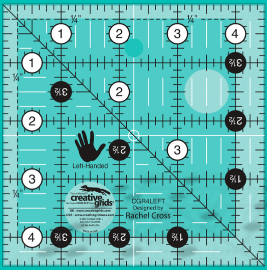 Creative Grids - Left Handed 4 1/2" x 4 1/2" Ruler CGR4LEFT