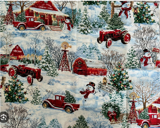 Christmas Tree Farm/Snowman Fabric by Timeless Treasures