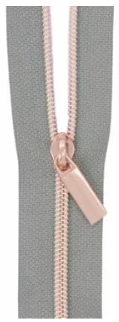 Sallie Tomato - 3 Yard Zipper - Grey Tape with Rose Gold Coil #3