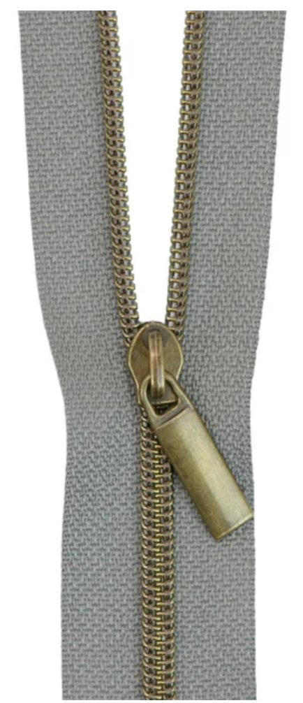Sallie Tomato - 3 Yard Zipper - Grey Tape & Antique Coil #3