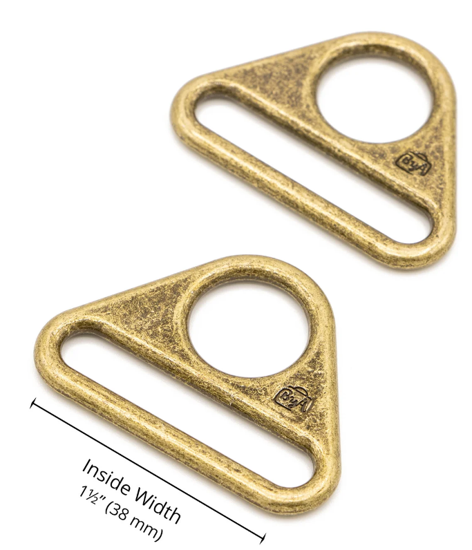 By Annie Pkg. of 2 - 1 " 1/2 Flat Triangle Rings - Antique Brass