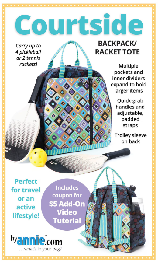 Courtside Backpack/Racket Tote Pattern by Annie Paradise Quilting